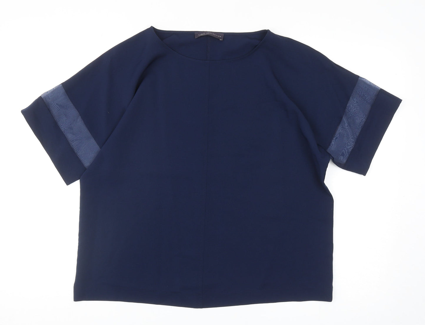 Marks and Spencer Womens Blue Polyester Basic Blouse Size 12 Boat Neck