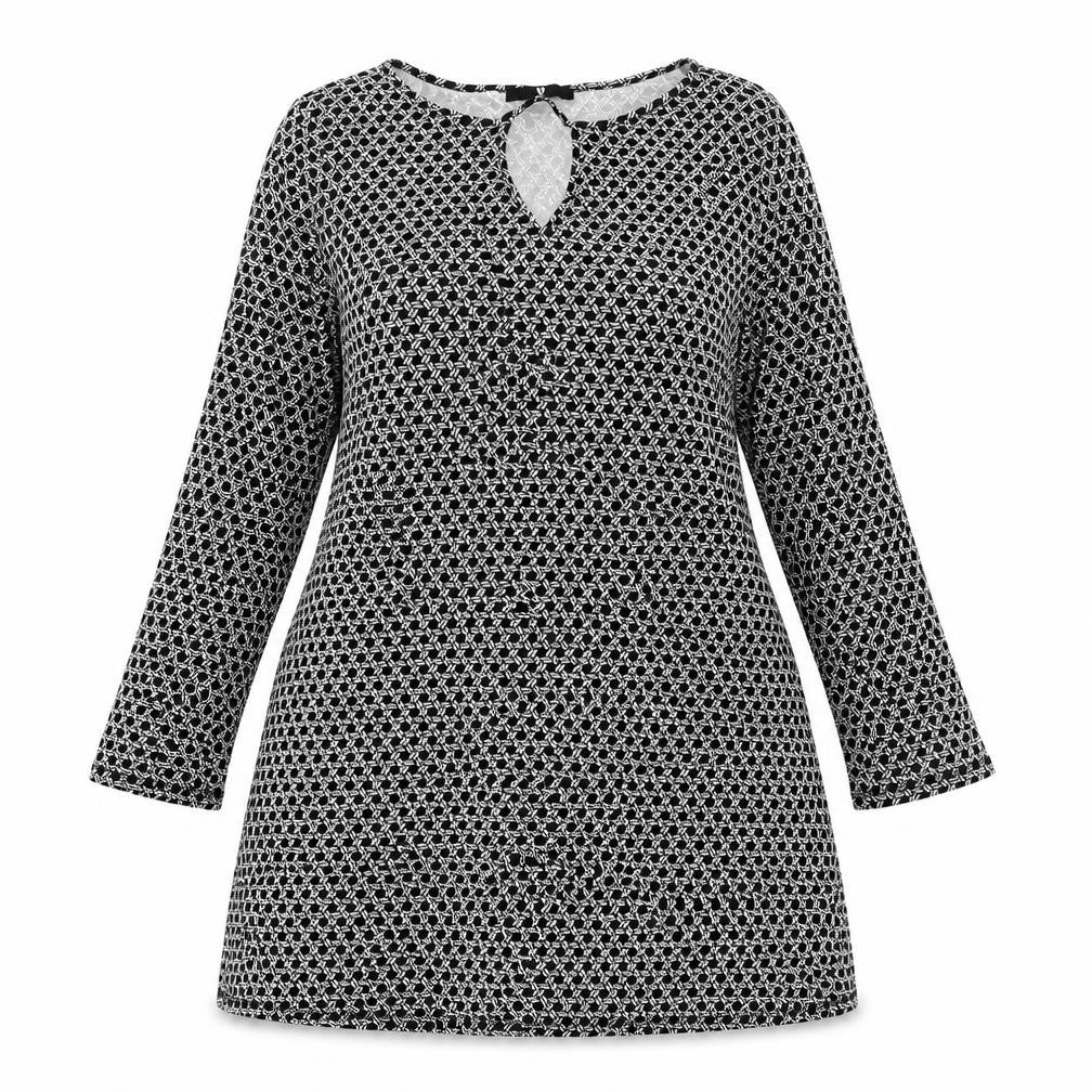 Very Womens Black Geometric Viscose A-Line Size 18 Boat Neck Pullover