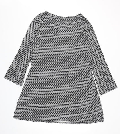 Very Womens Black Geometric Viscose A-Line Size 18 Boat Neck Pullover