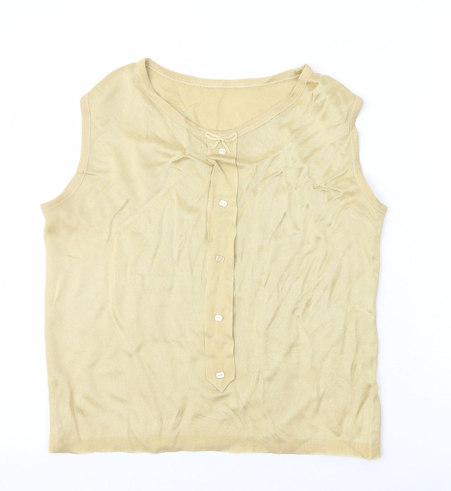 Preworn Womens Beige Polyester Basic Tank Size 12 Round Neck