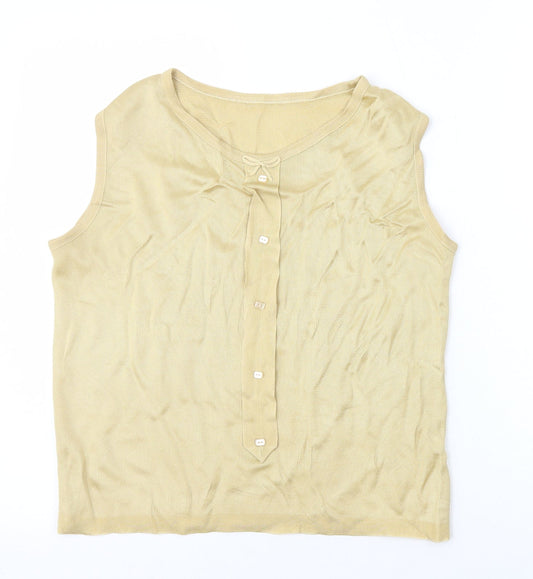 Preworn Womens Beige Polyester Basic Tank Size 12 Round Neck