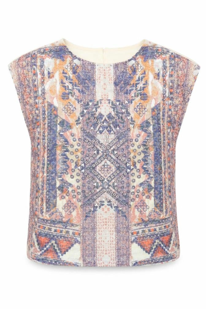 Dorothy Perkins Womens Multicoloured Geometric Polyester Basic T-Shirt Size 12 Round Neck