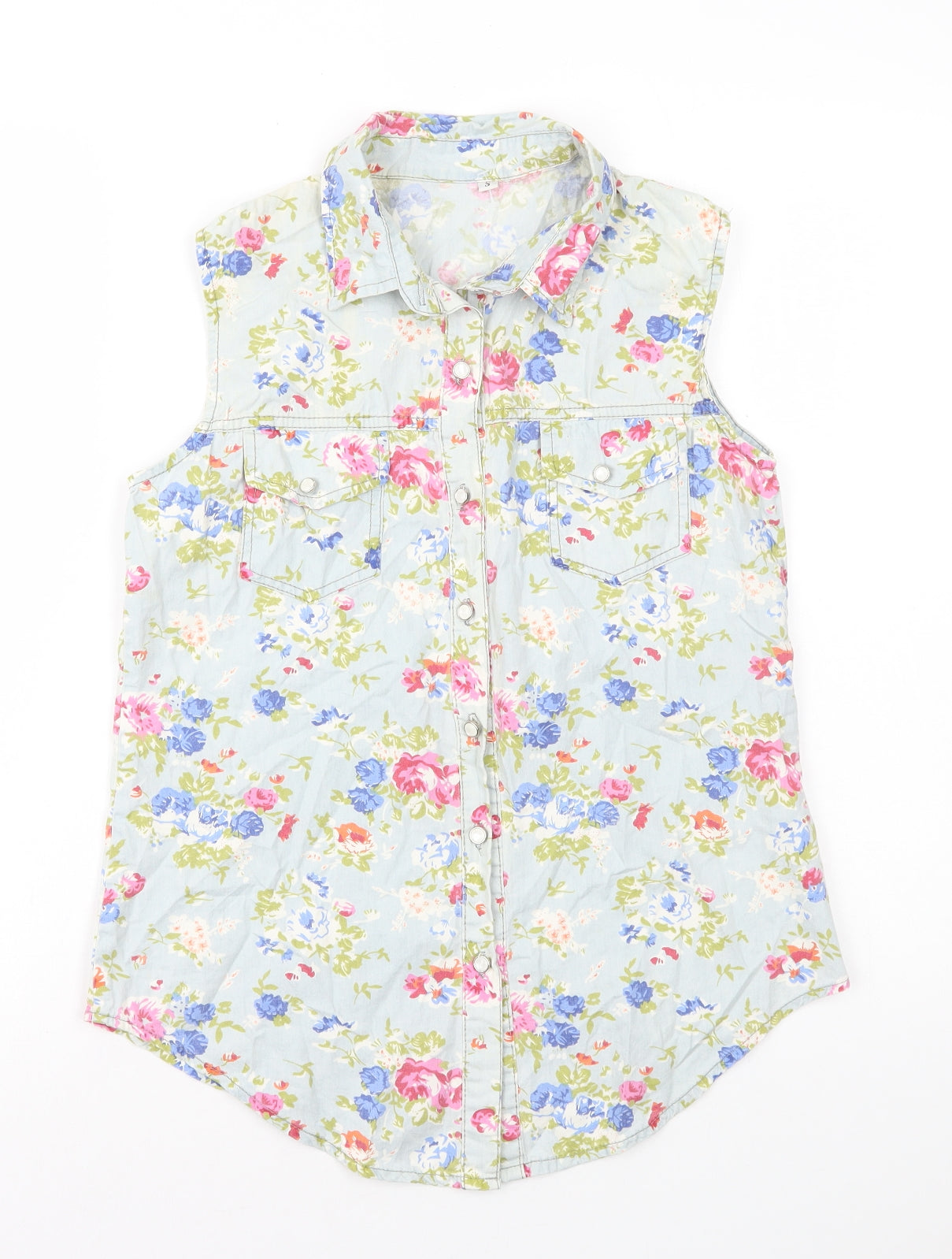 Preworn Womens Multicoloured Floral Cotton Basic Button-Up Size S Collared