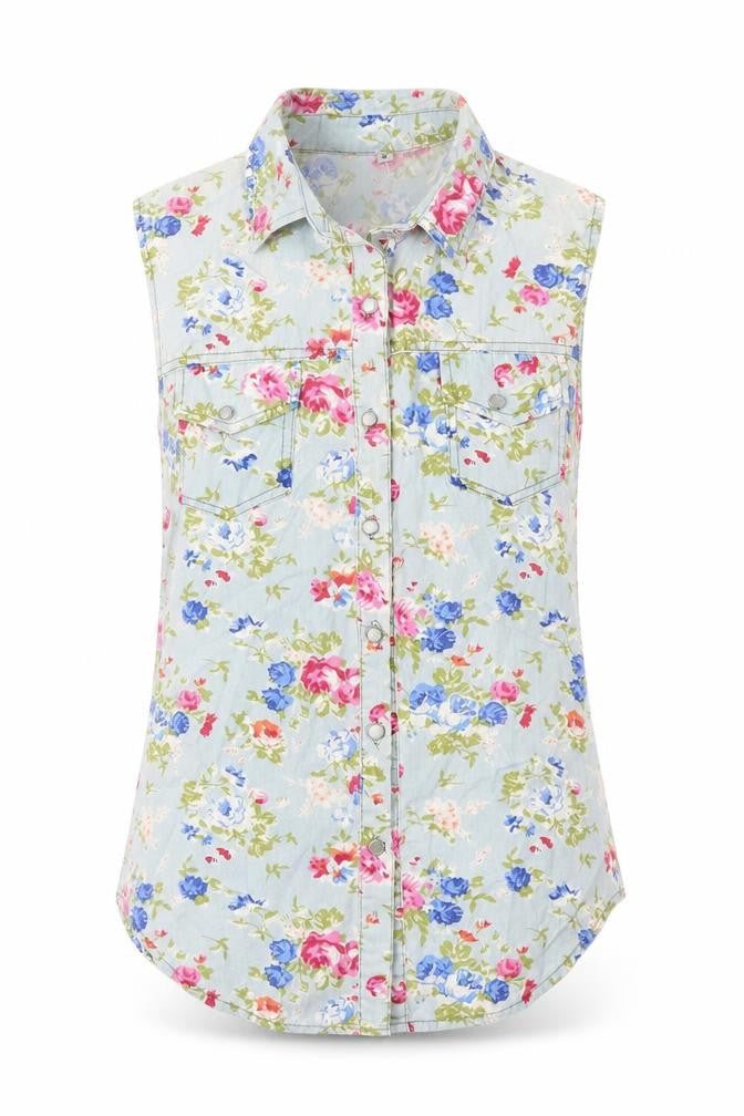 Preworn Womens Multicoloured Floral Cotton Basic Button-Up Size S Collared
