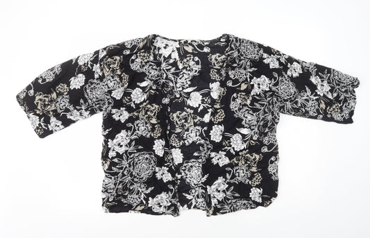 Peacocks Womens Black V-Neck Floral Viscose Cardigan Jumper Size S