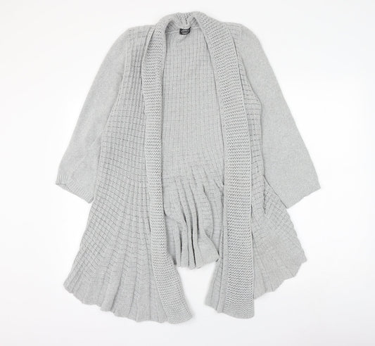 Pure Moda Womens Grey V-Neck Cotton Cardigan Jumper Size S - Size S/M