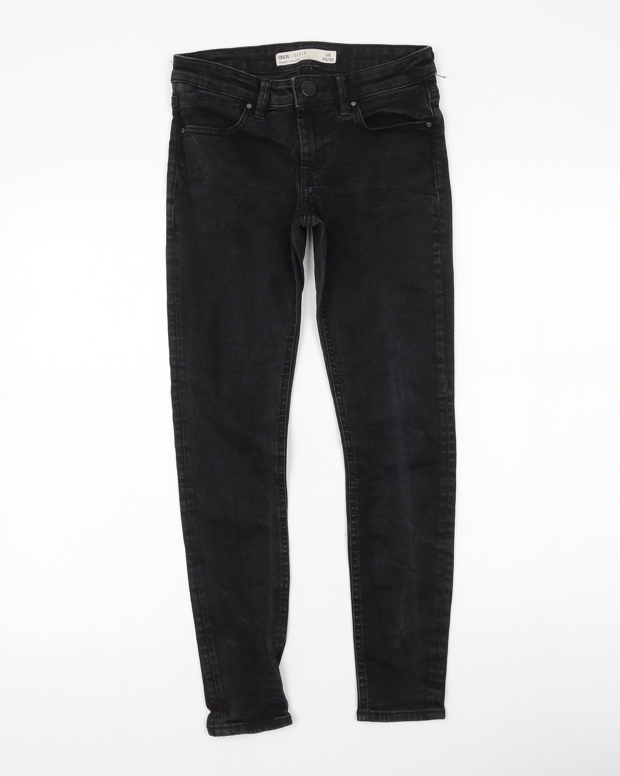ASOS Womens Black Cotton Skinny Jeans Size 25 in L30 in Regular Zip