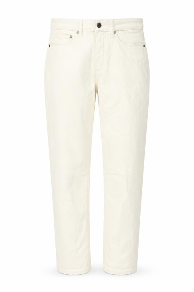 Marks & Spencer Womens Ivory Cotton Straight Jeans Size 32 in L33 in Regular Zip