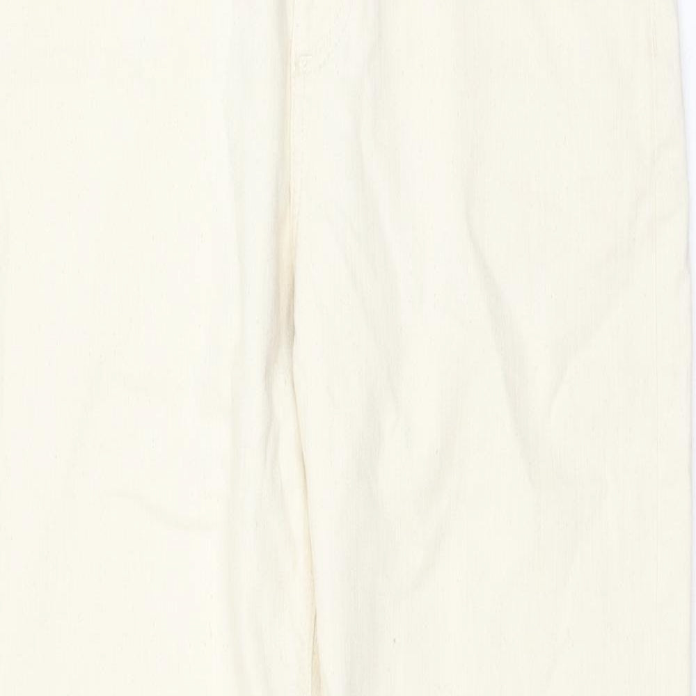 Marks and Spencer Womens Ivory Cotton Straight Jeans Size 32 in L33 in Regular Zip