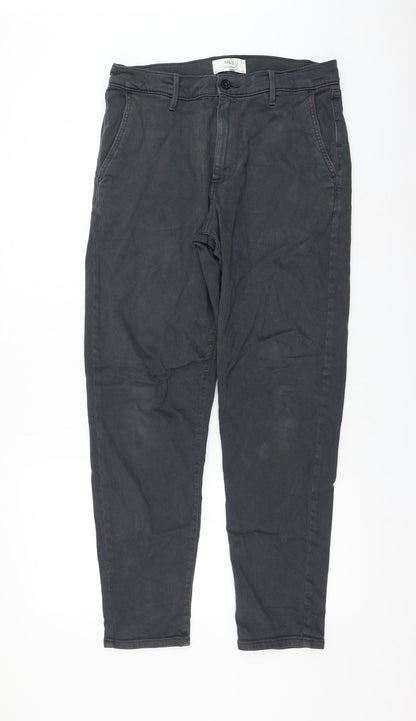Marks & Spencer Womens Grey Cotton Tapered Jeans Size 32 in L31 in Regular Zip