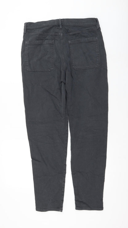 Marks & Spencer Womens Grey Cotton Tapered Jeans Size 32 in L31 in Regular Zip