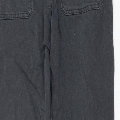 Marks & Spencer Womens Grey Cotton Tapered Jeans Size 32 in L31 in Regular Zip