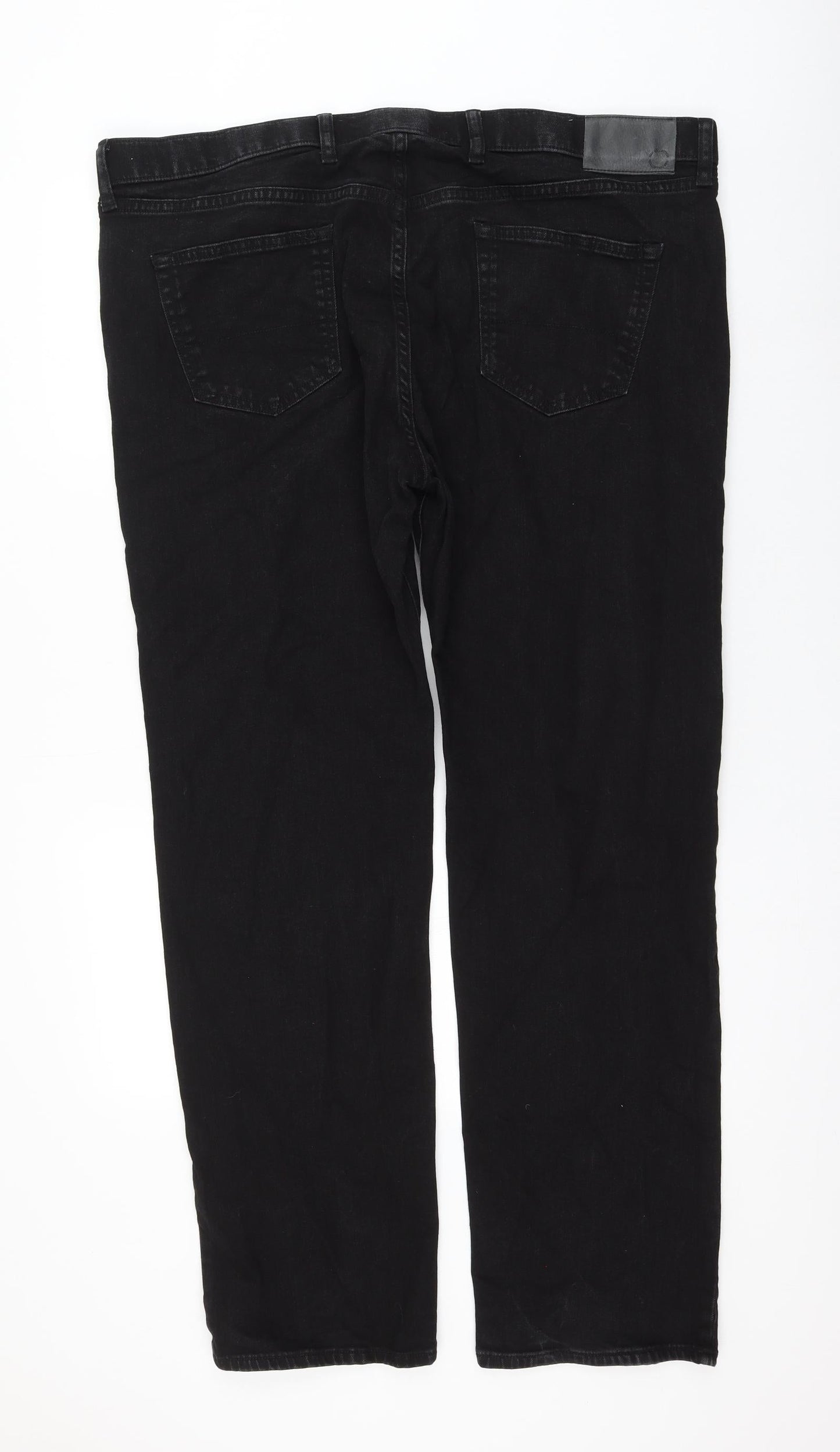 Preworn Womens Black Polyester Straight Jeans Size 42 L30 in Regular Zip