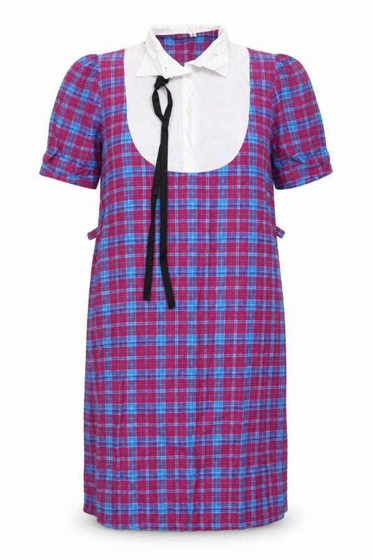 Womens Pink Plaid Cotton Shirt Dress Size 10 Collared Pullover