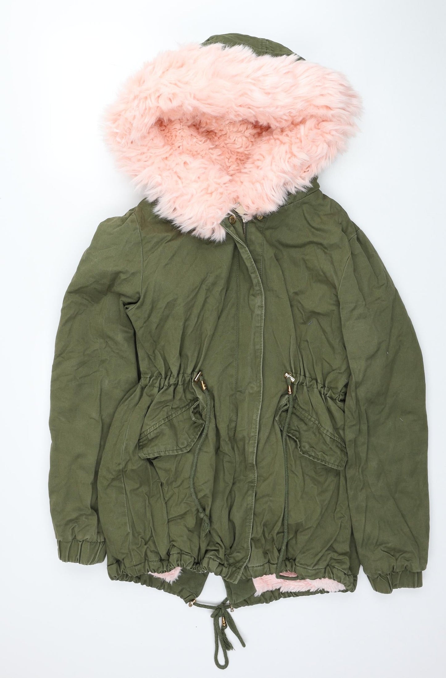 Preworn Womens Green Trench Coat Coat Size S Zip