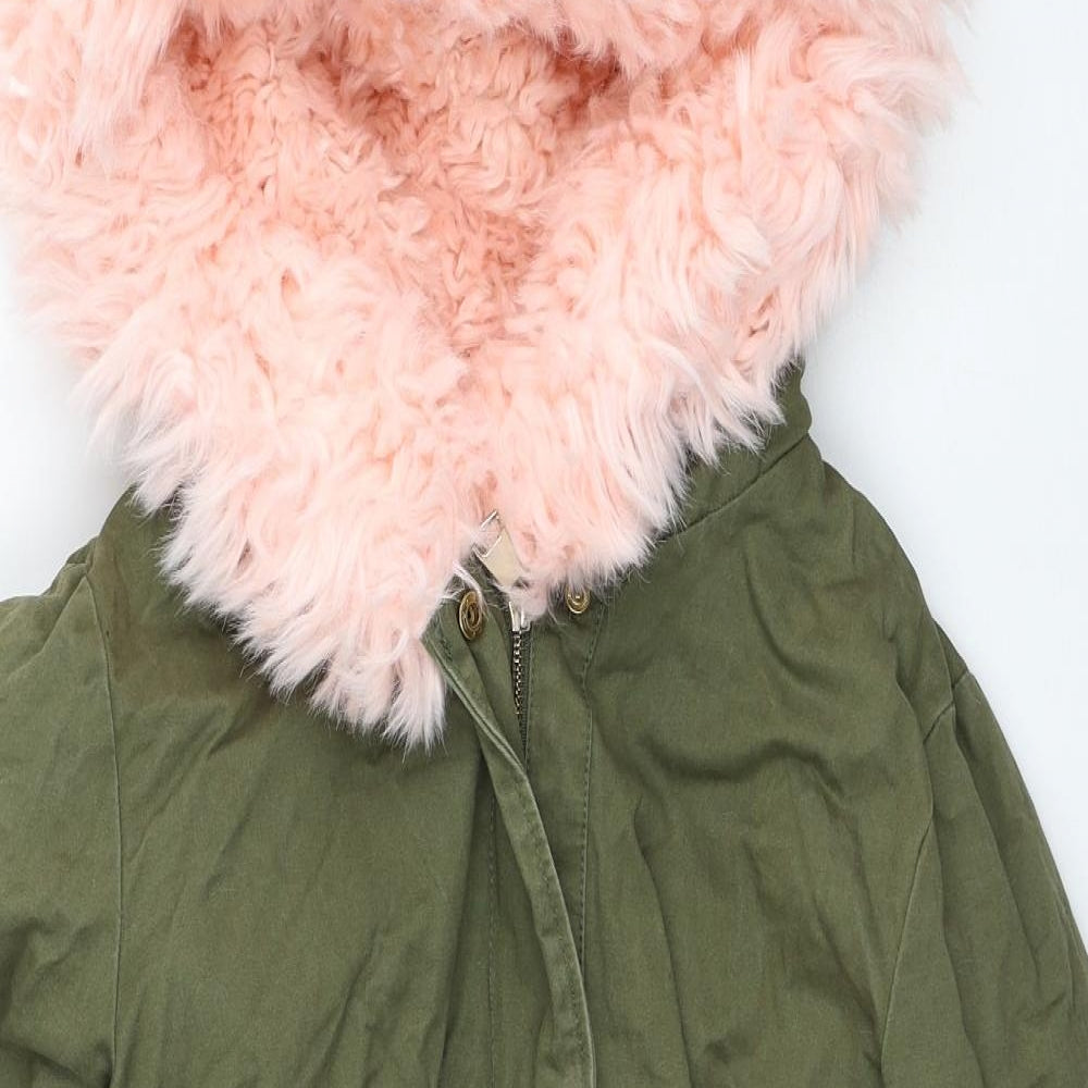 Preworn Womens Green Trench Coat Coat Size S Zip