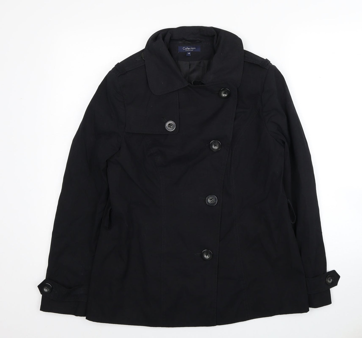 Debenhams Womens Black Trench Coat Coat Size 10 Button
