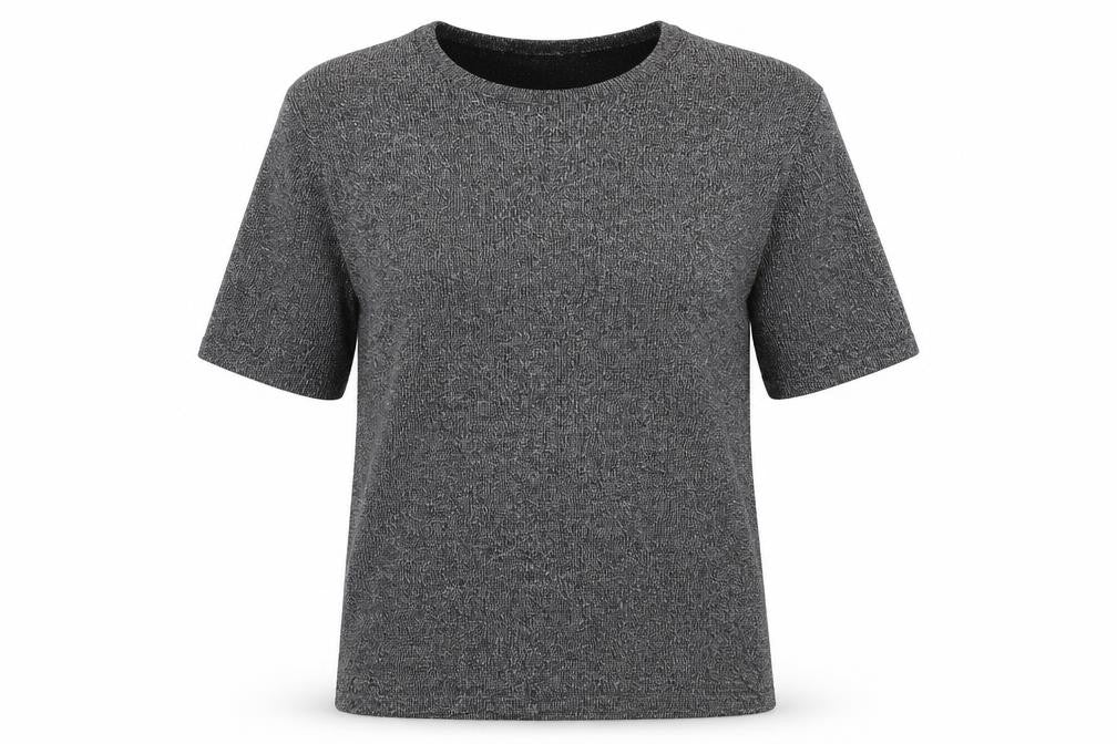 Alia Womens Silver Acrylic Basic T-Shirt Size S Round Neck