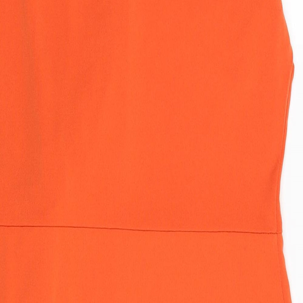 Body Flirt Womens Orange Polyester Pencil Dress Size 12 Boat Neck Pullover - Size 12-14 Knot Detail