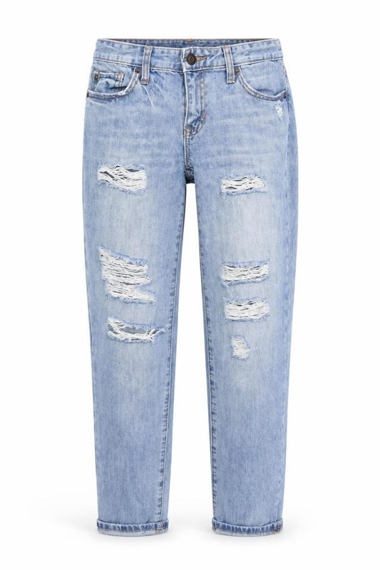Gap Womens Blue Cotton Boyfriend Jeans Size 4 L28 in Regular Button
