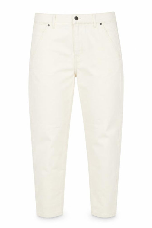 Marks & Spencer Womens Beige Cotton Tapered Jeans Size 34 in L29 in Regular Button