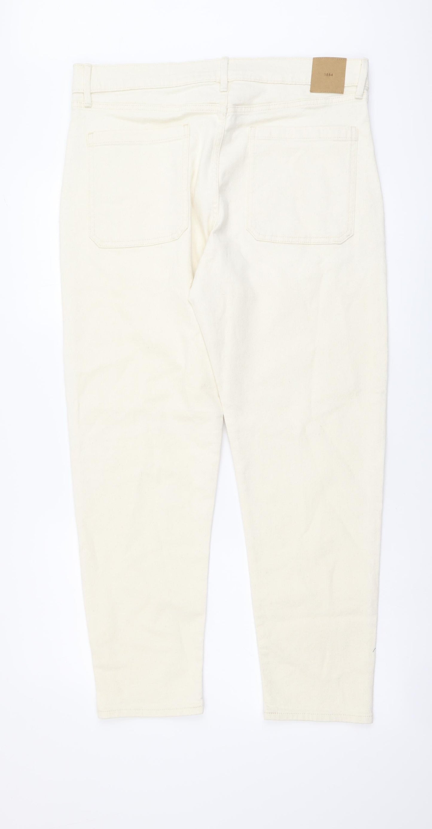 Marks and Spencer Womens Beige Cotton Tapered Jeans Size 34 in L29 in Regular Button