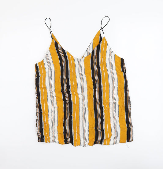 New Look Womens Multicoloured Striped Viscose Camisole Tank Size 8 V-Neck