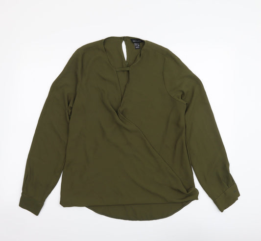 New Look Womens Green Polyester Basic Blouse Size 8 Round Neck