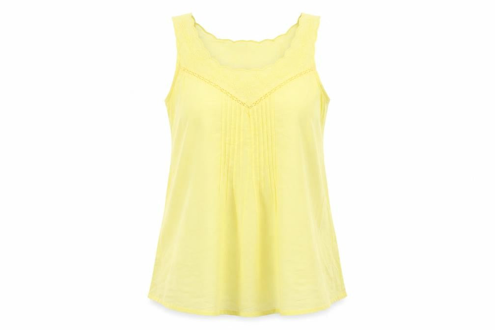Oasis Womens Yellow Cotton Basic Tank Size 10 Scoop Neck