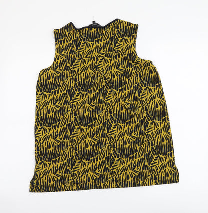 Next Womens Yellow Geometric Polyester Basic Button-Up Size 8 Round Neck