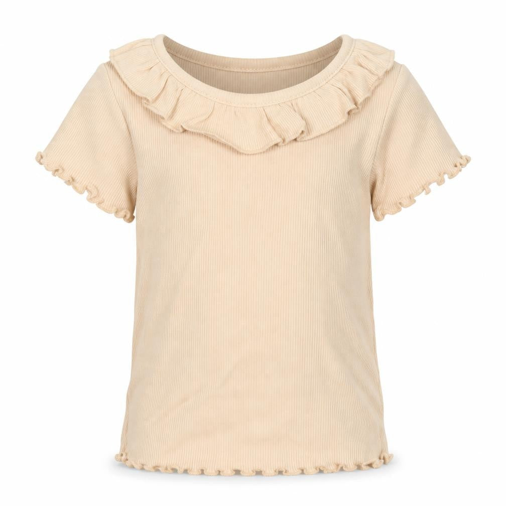 George Girls Beige Cotton Basic T-Shirt Size 12 Months Round Neck Pullover