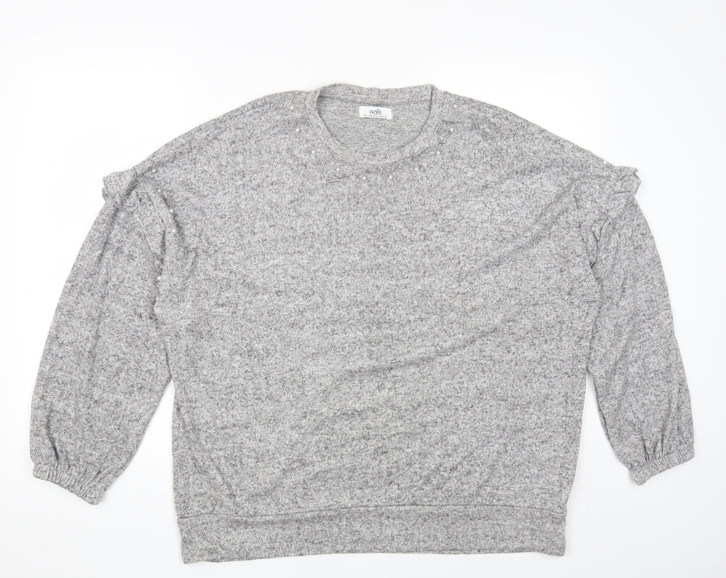 Wallis Womens Grey Viscose Basic T-Shirt Size L Round Neck