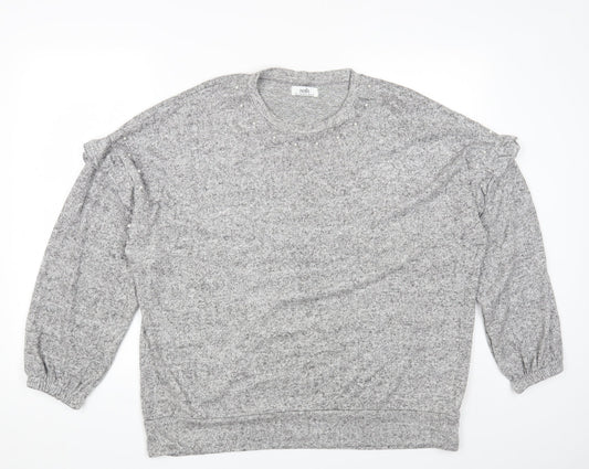 Wallis Womens Grey Viscose Basic T-Shirt Size L Round Neck