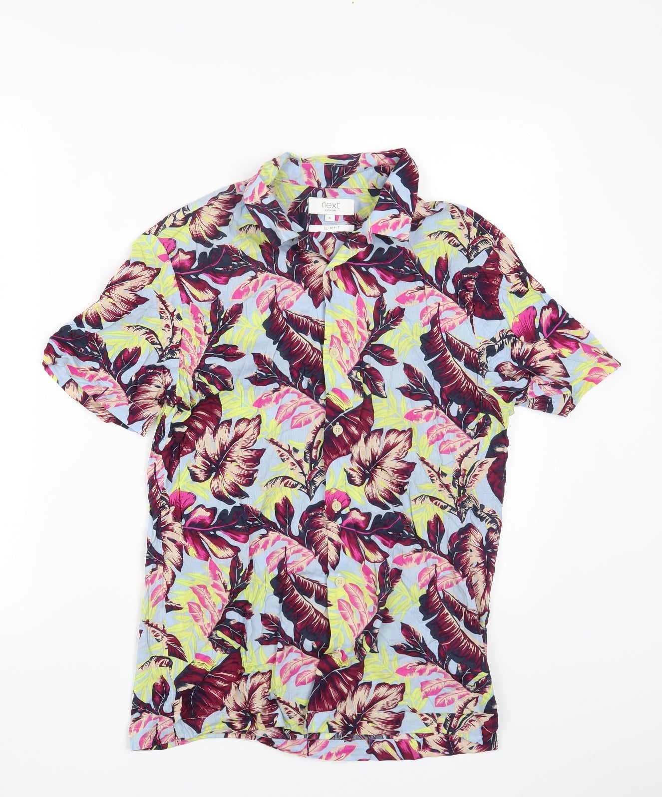NEXT Womens Multicoloured Floral Viscose Basic Button-Up Size S Collared