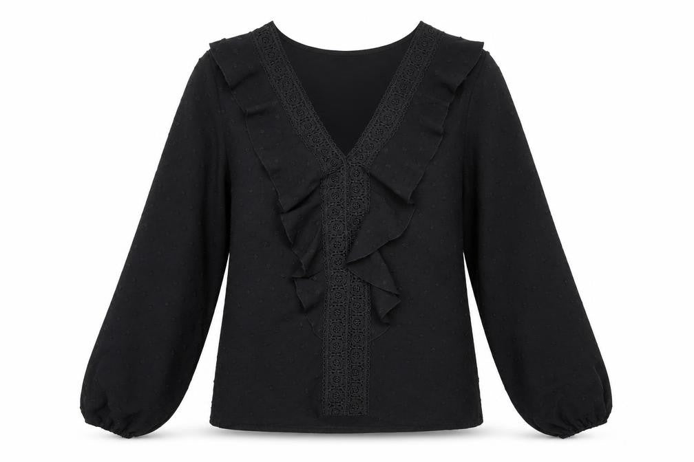 SheIn Womens Black Polyester Basic T-Shirt Size S V-Neck