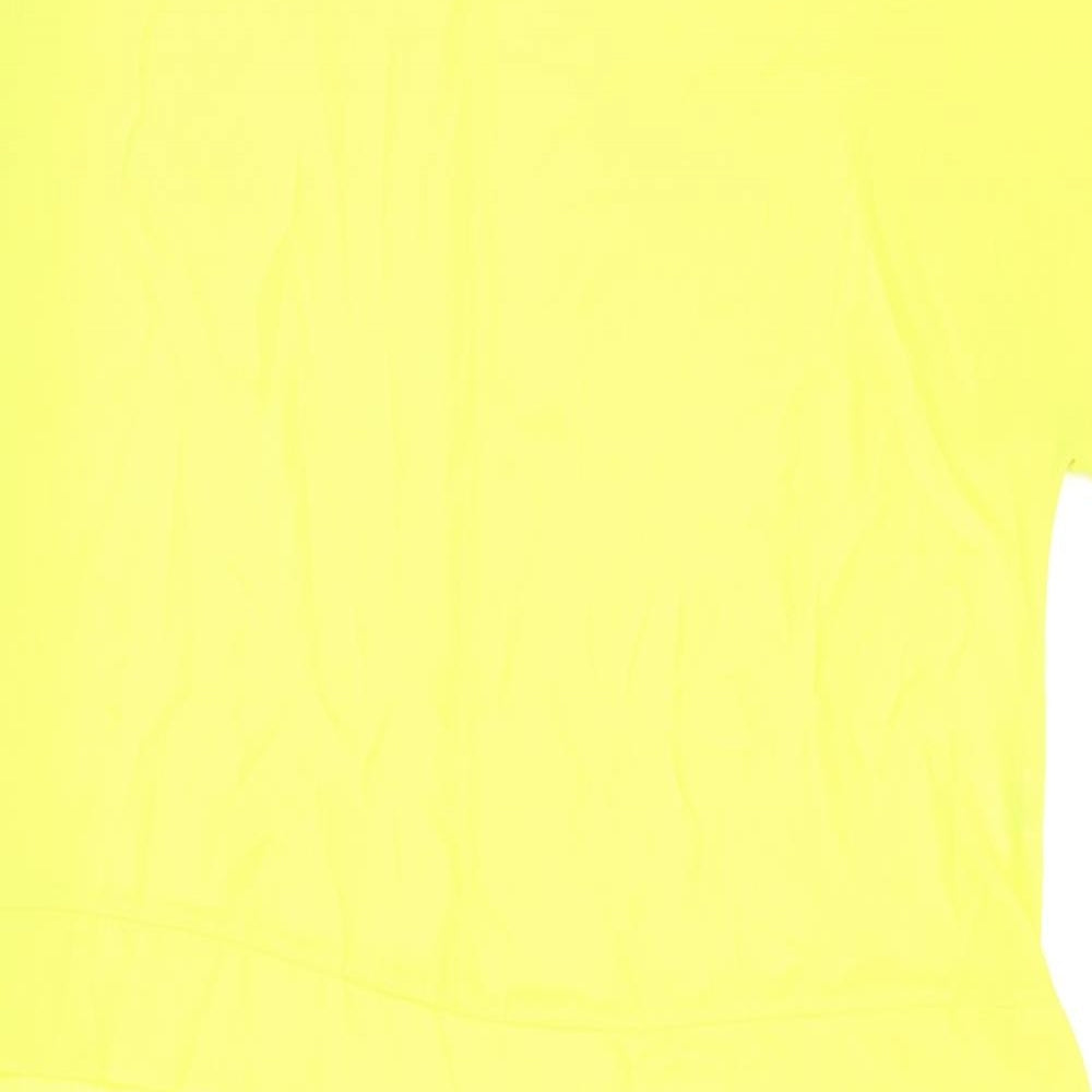 River Island Womens Yellow Polyester Basic Blouse Size 14 Boat Neck - Cropped front