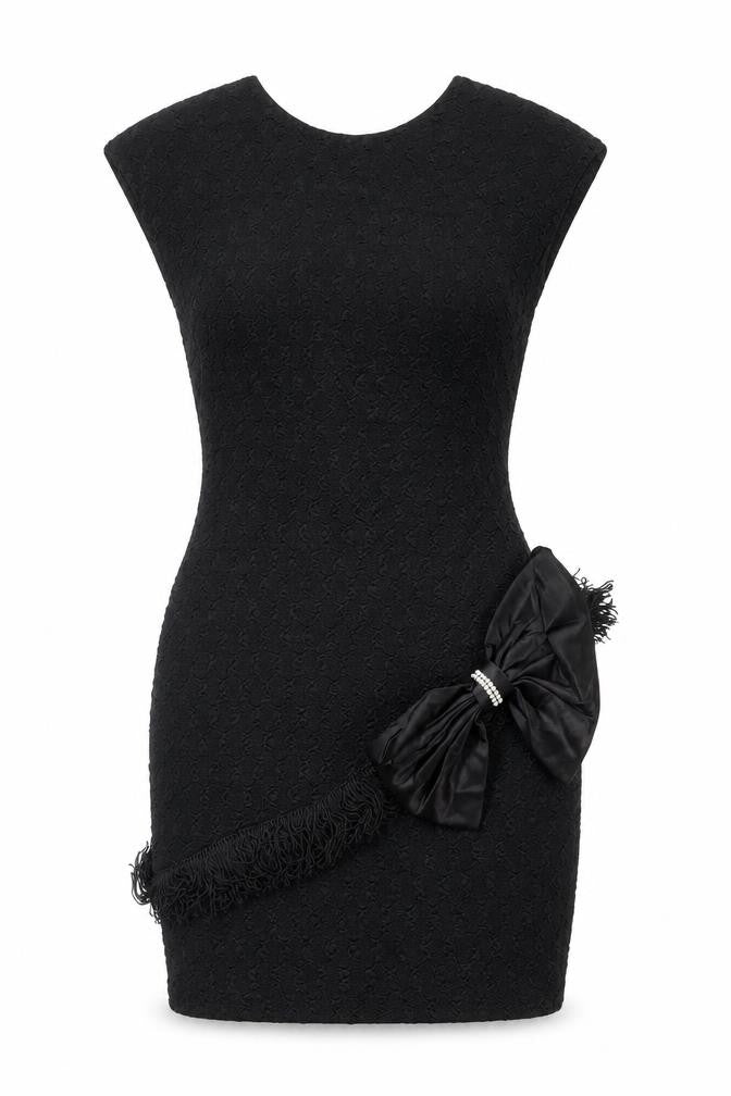 Nuance Womens Black Acetate Bodycon Size 8 Round Neck Pullover - Shoulder pads