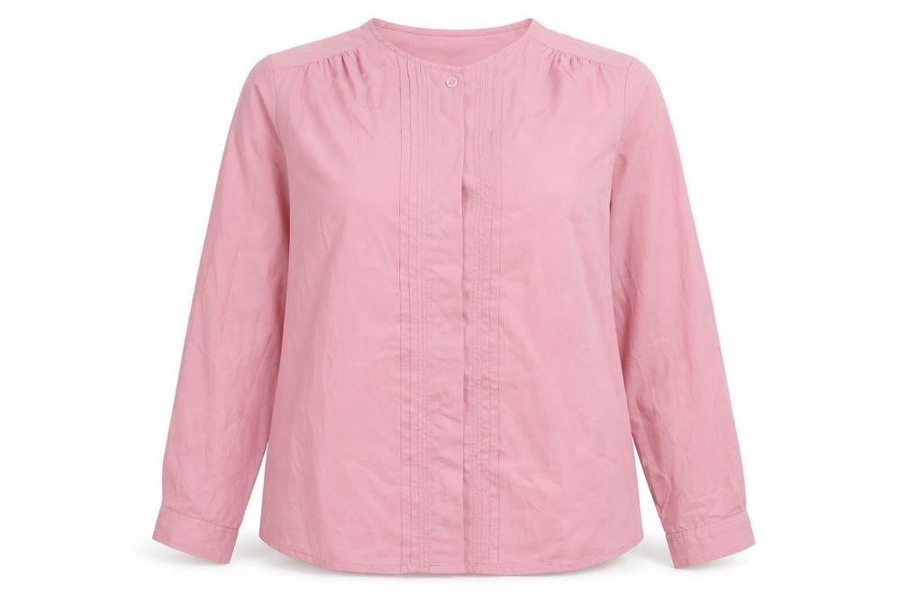 Ashley Hall Womens Pink Polyester Basic Button-Up Size 10 Round Neck