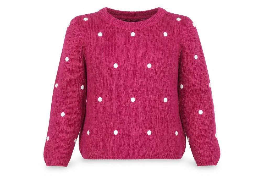 Amara Womens Pink Round Neck Polka Dot 100% Cotton Pullover Jumper Size 10