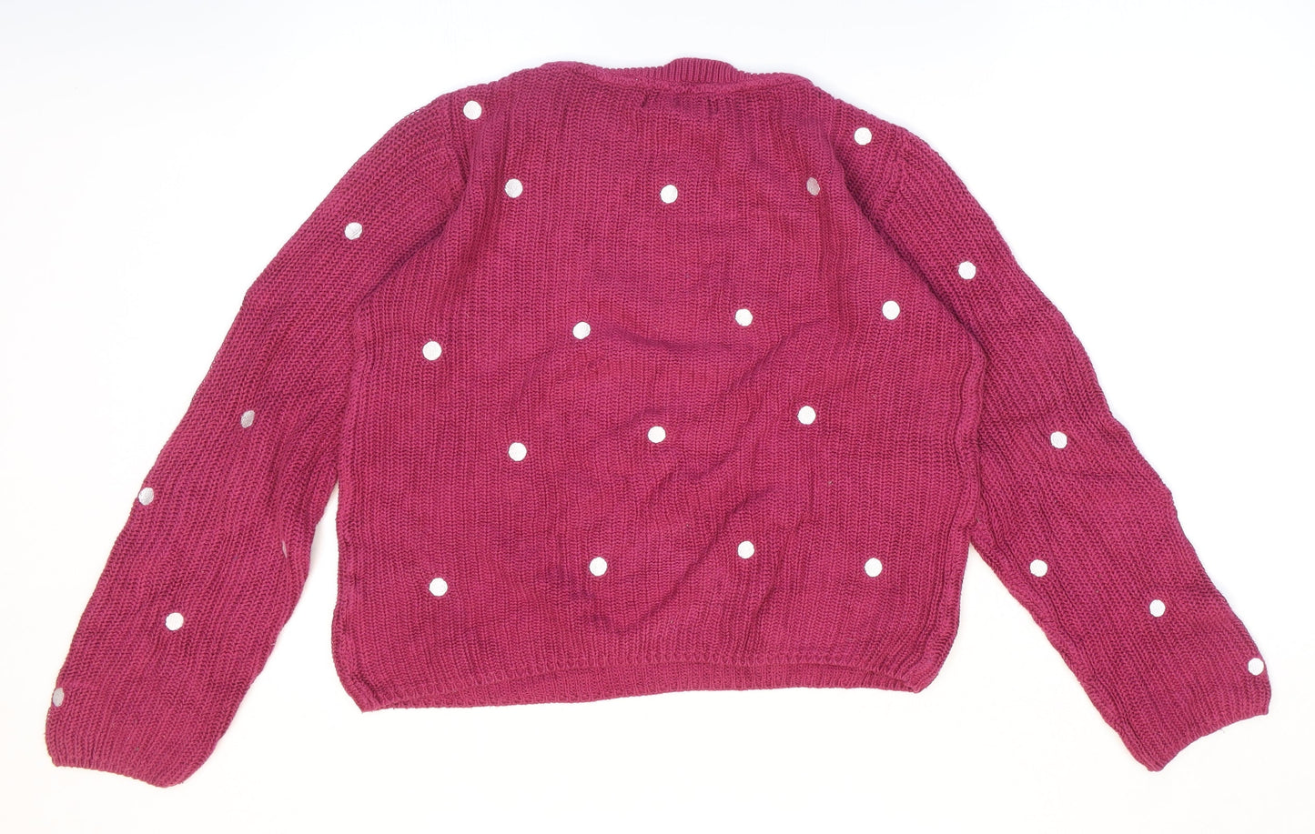 Amara Womens Pink Round Neck Polka Dot 100% Cotton Pullover Jumper Size 10