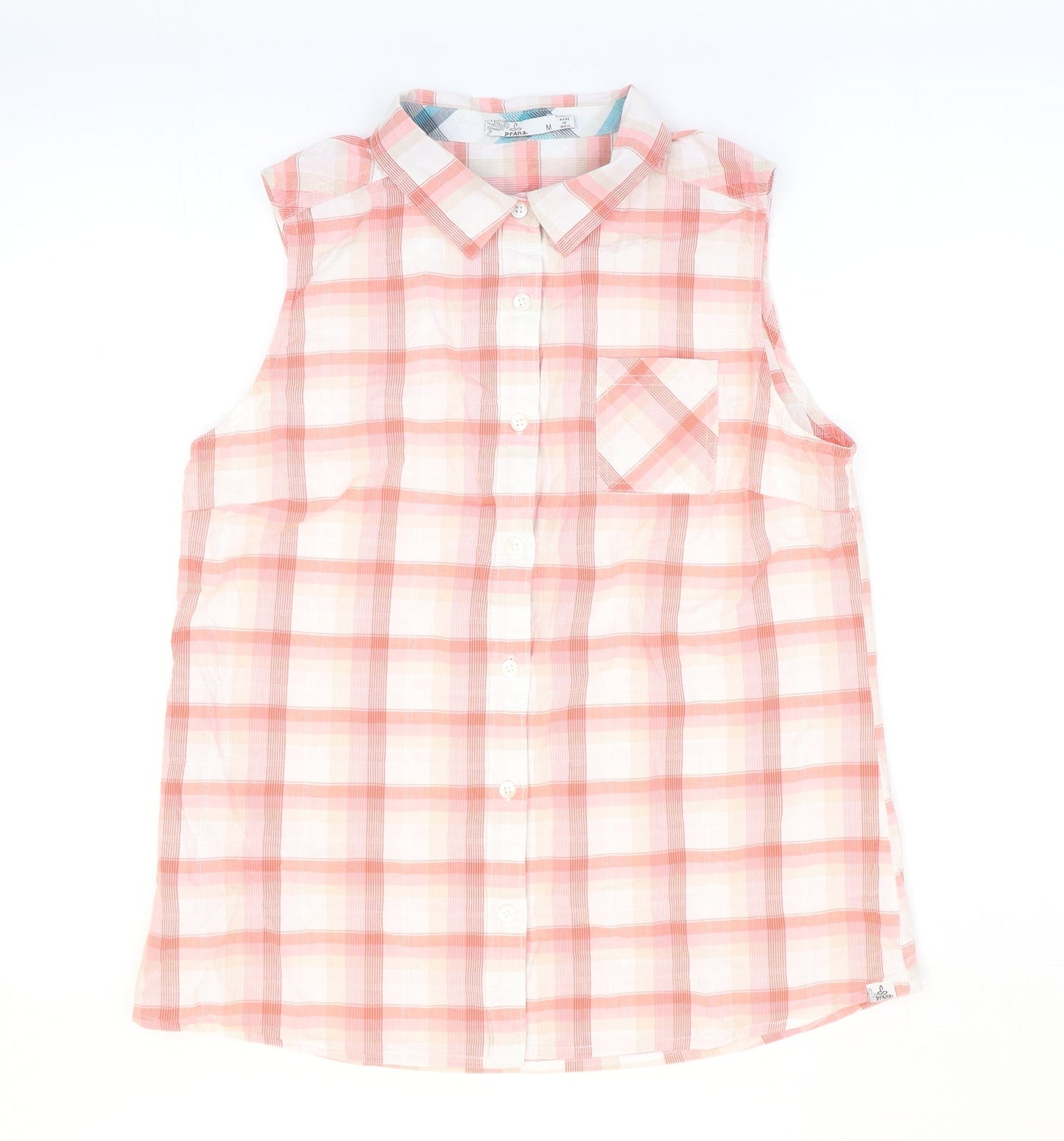 prAna Womens Multicoloured Plaid Cotton Basic Button-Up Size M Collared