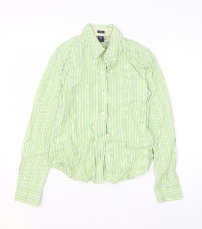 Gap Mens Green Striped Cotton Button-Up Size S Collared Button