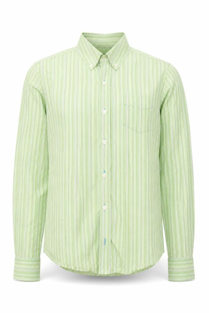 Gap Mens Green Striped Cotton Button-Up Size S Collared Button