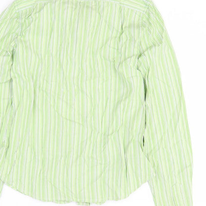 Gap Mens Green Striped Cotton Button-Up Size S Collared Button