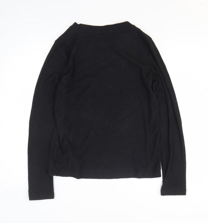 Zara Womens Black Polyester Basic T-Shirt Size S Round Neck
