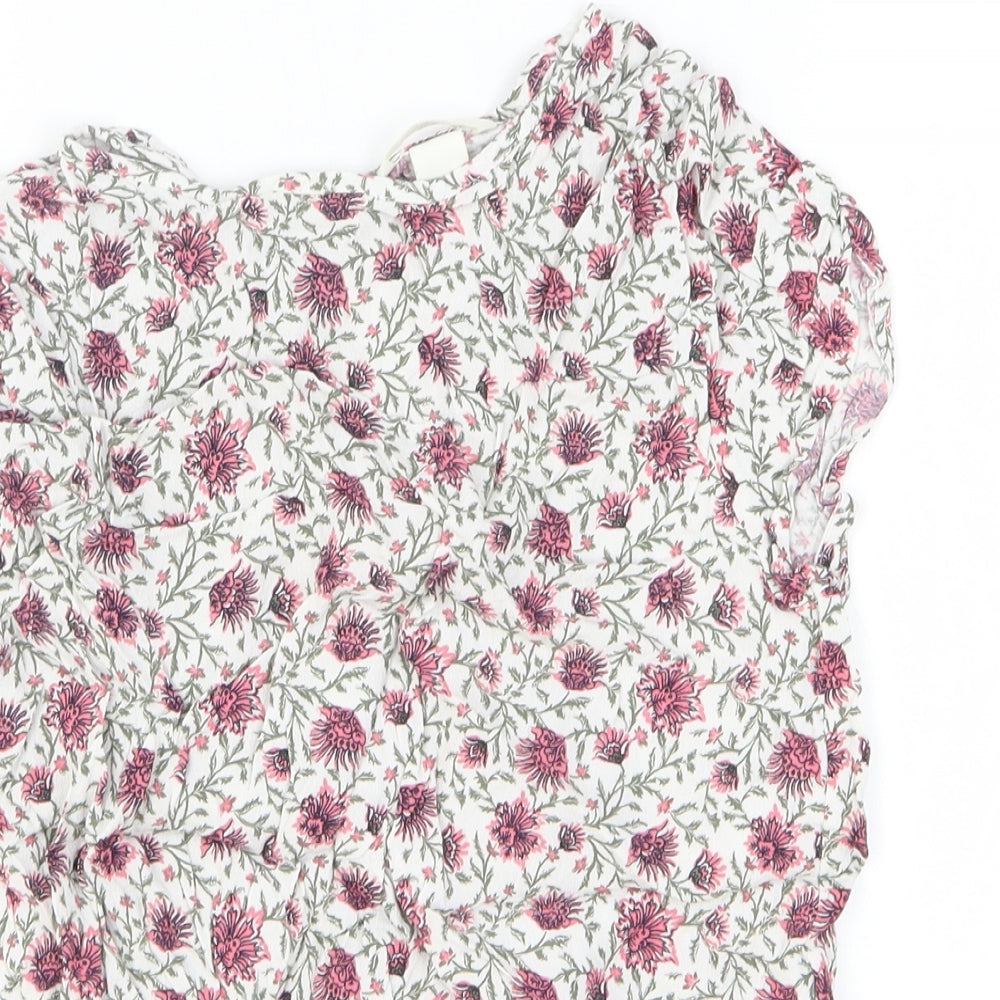 H&M Womens Multicoloured Floral Viscose Basic Blouse Size 8 Scoop Neck
