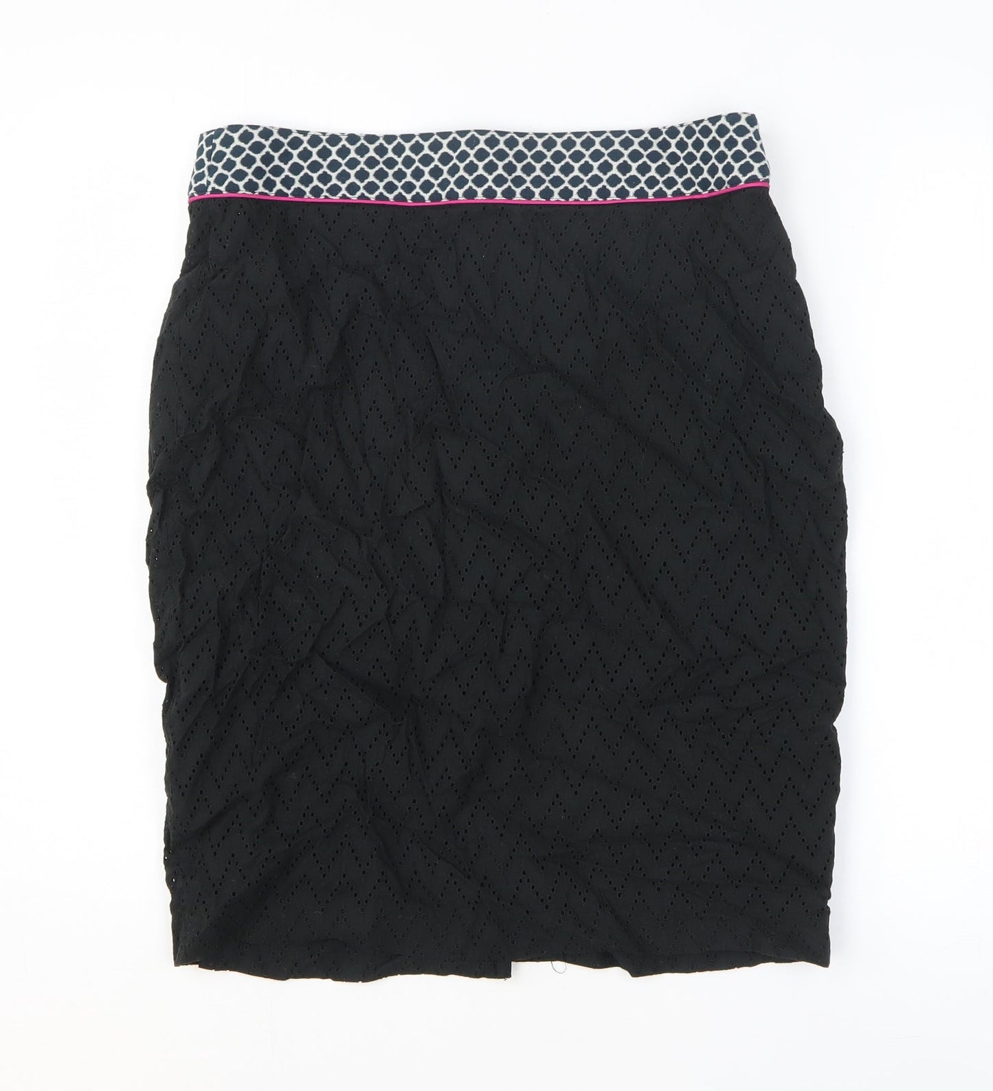 Clements Ribeiro Womens Black Cotton Straight & Pencil Skirt Size 14 Zip