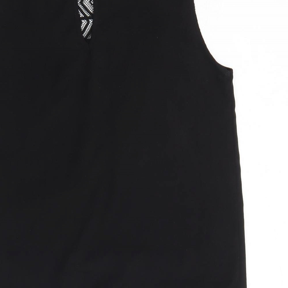 A&G Womens Black Polyester Basic T-Shirt Size M Round Neck