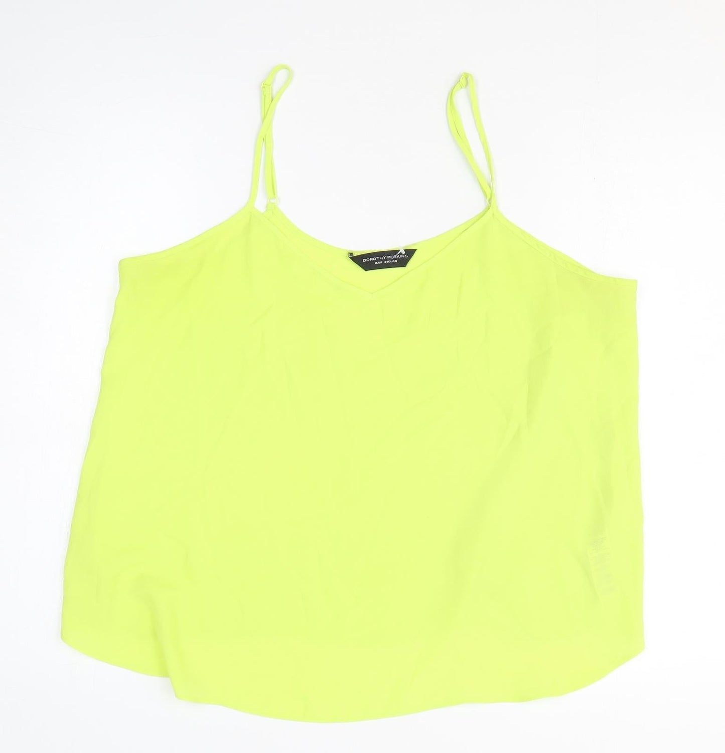 Dorothy Perkins Womens Yellow Polyester Basic Tank Size 16 V-Neck