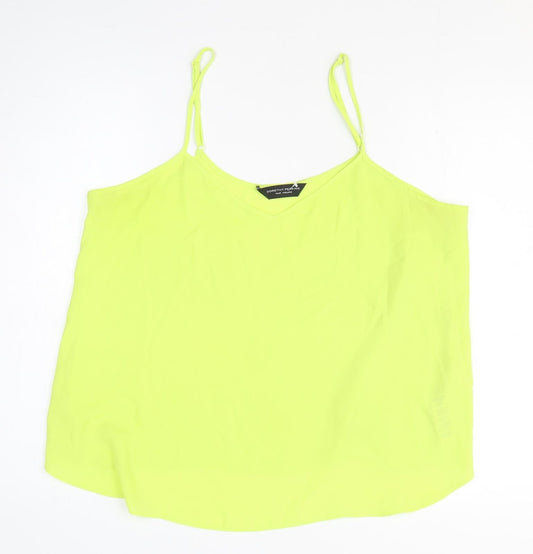 Dorothy Perkins Womens Yellow Polyester Basic Tank Size 16 V-Neck